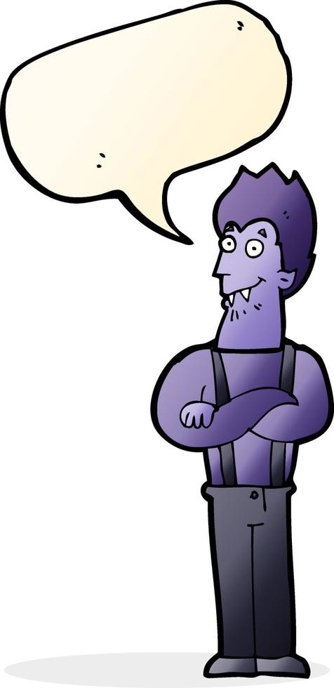 cartoon happy vampire with speech bubble vector