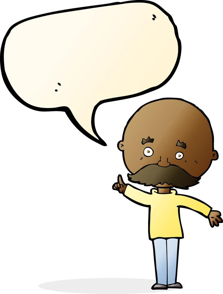 cartoon bald man with idea with speech bubble vector