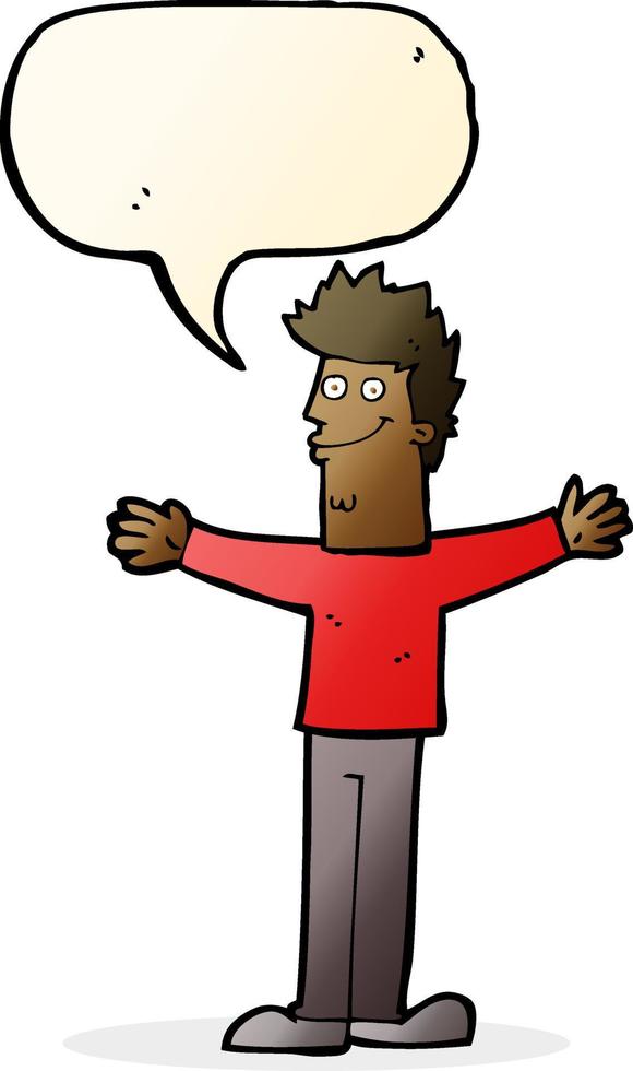 cartoon happy man with speech bubble vector