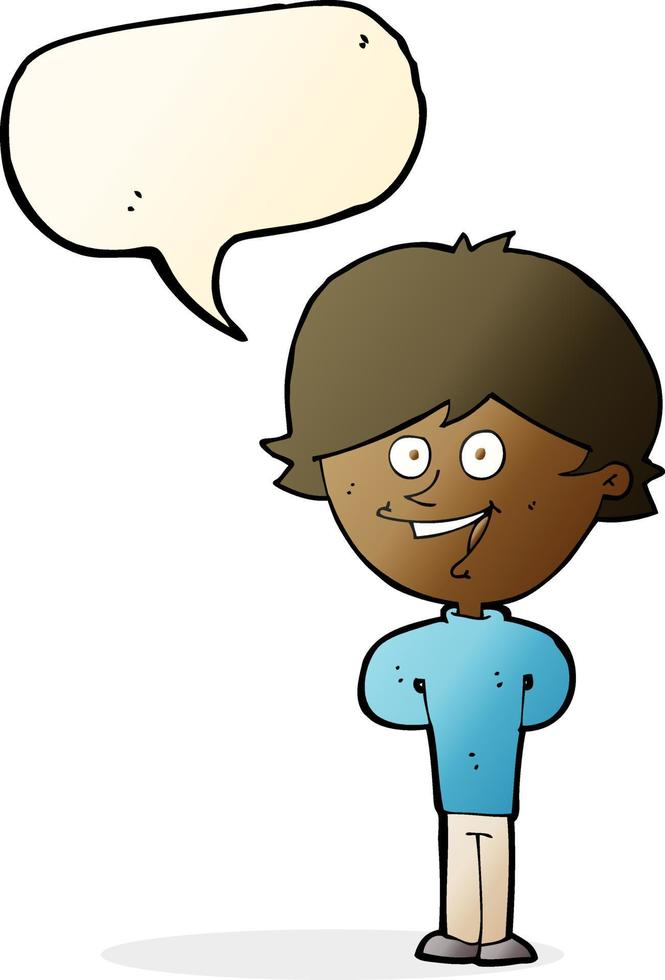 cartoon happy boy with speech bubble vector