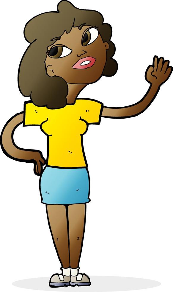 cartoon woman waving vector