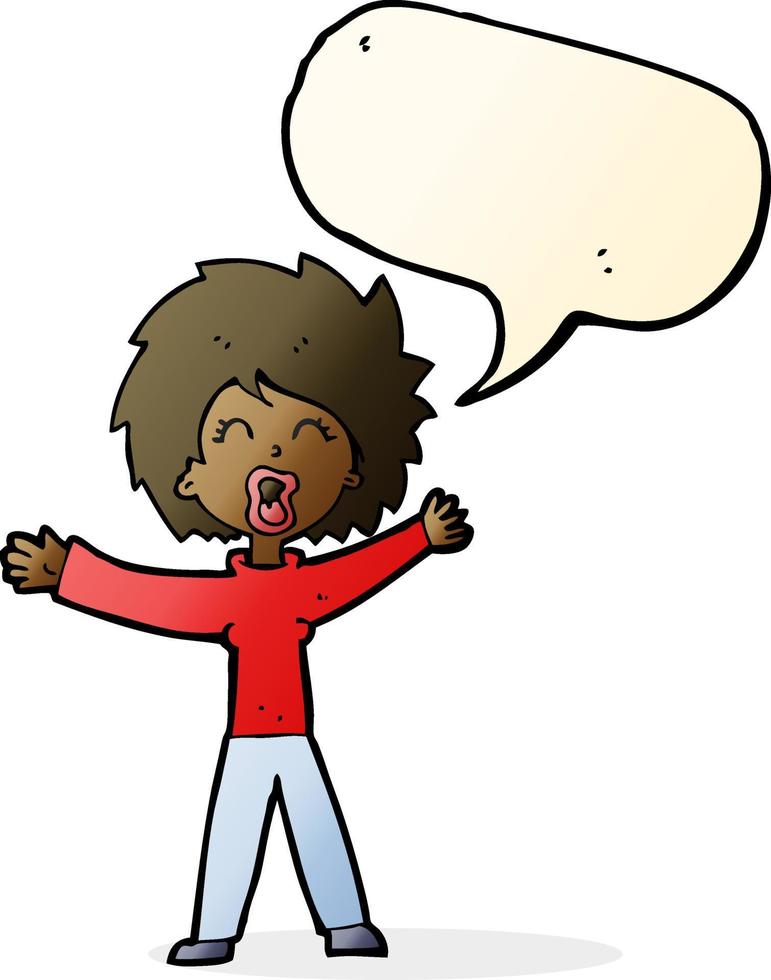 cartoon woman shouting with speech bubble vector