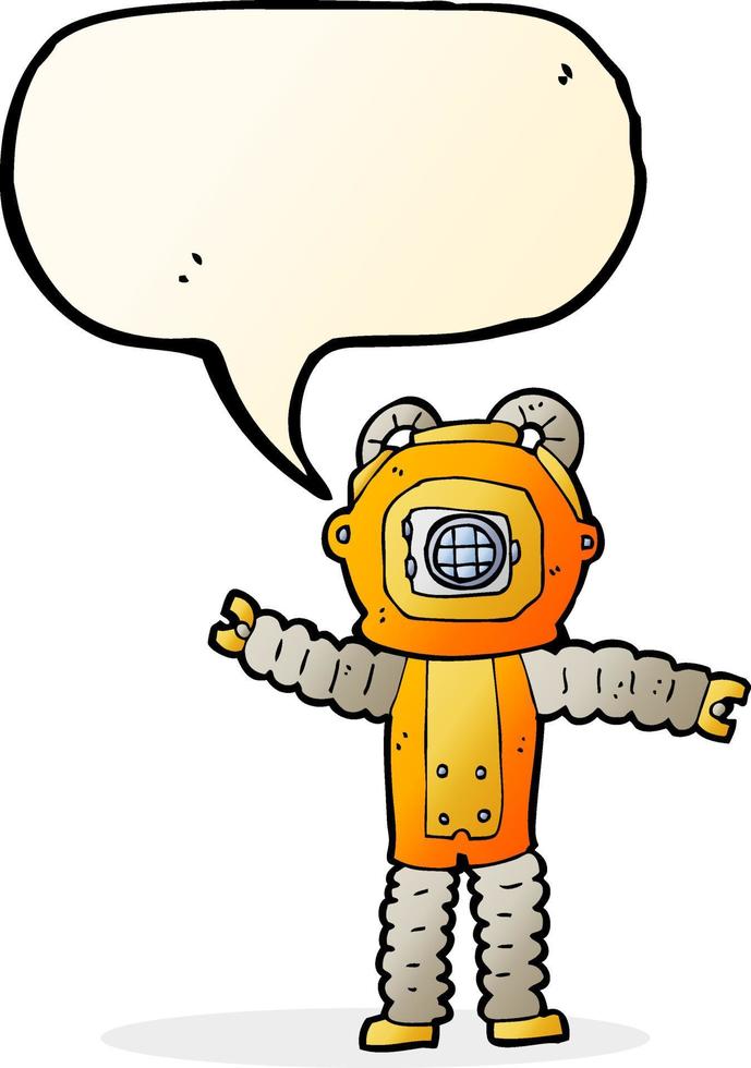 cartoon deep sea diver with speech bubble vector