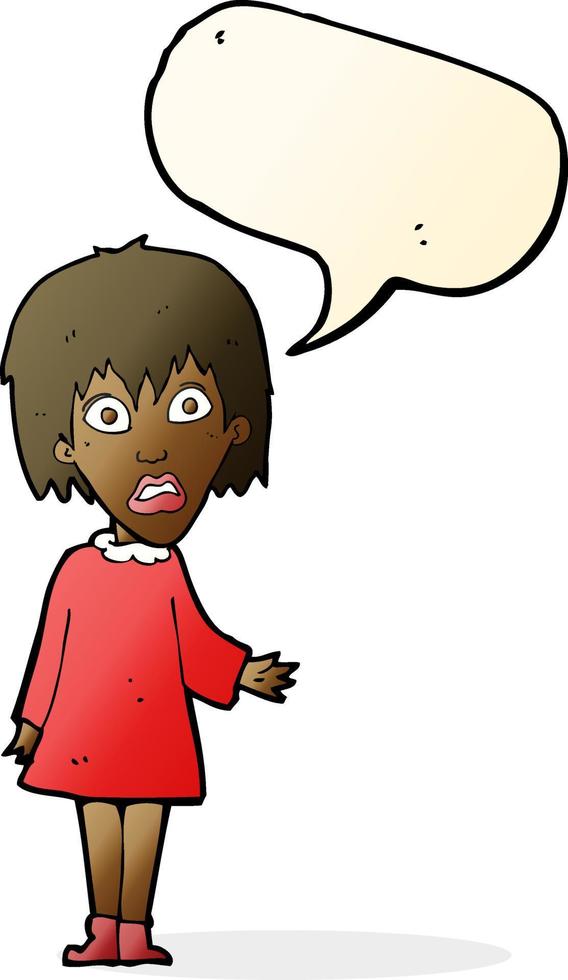 cartoon shocked woman with speech bubble vector