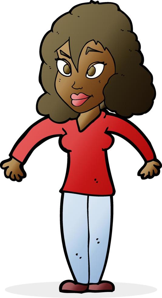 cartoon woman shrugging shoulders vector