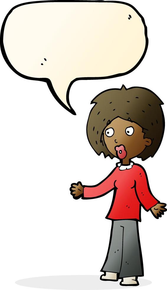 cartoon surprised woman with speech bubble vector
