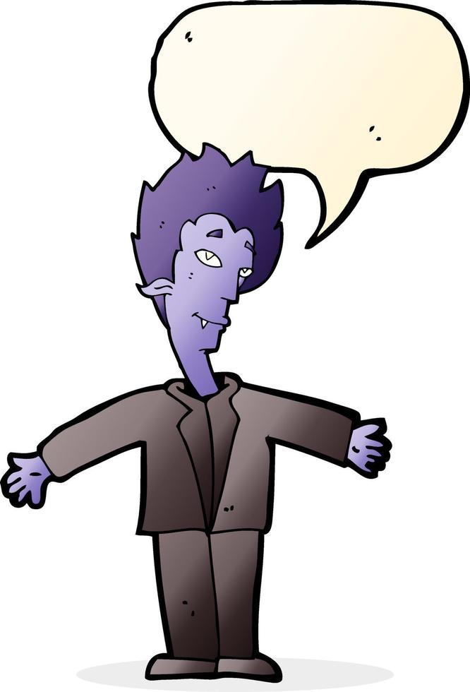 cartoon happy vampire with speech bubble vector