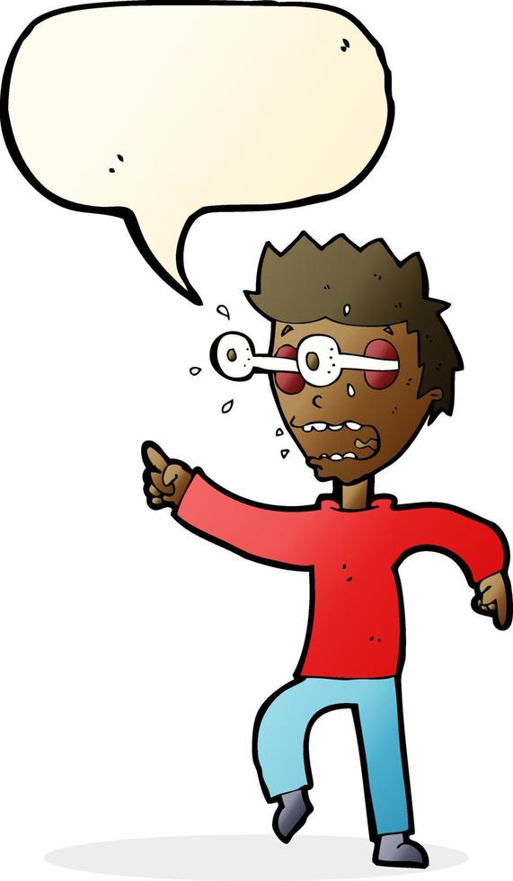cartoon man with popping out eyes with speech bubble vector