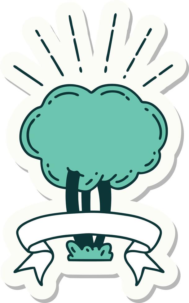 sticker of a tattoo style tree vector