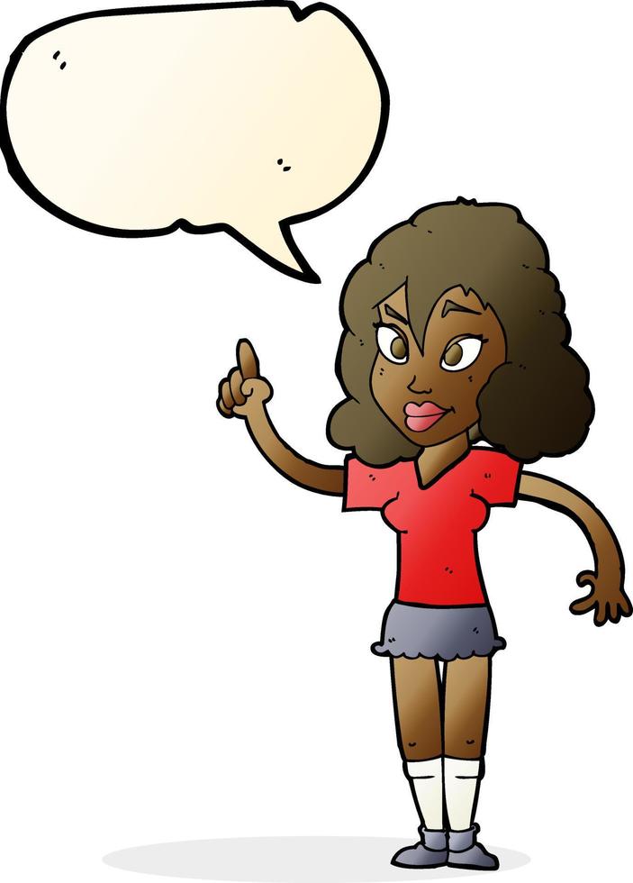 cartoon pretty woman with idea with speech bubble vector