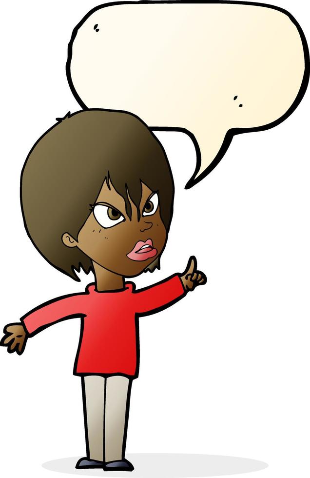 cartoon woman arguing with speech bubble vector