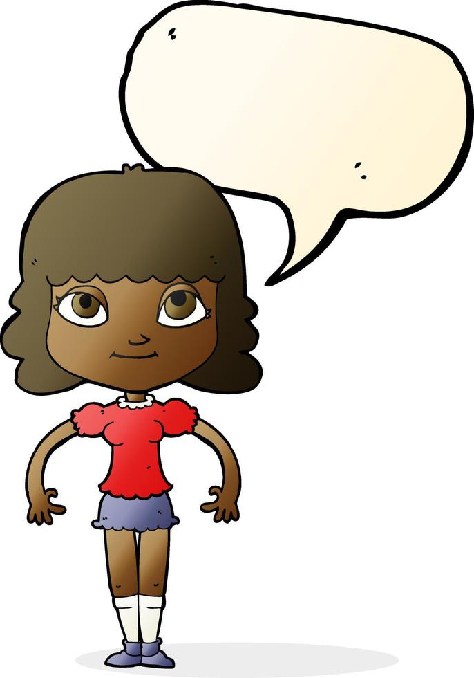 cartoon girl with speech bubble vector