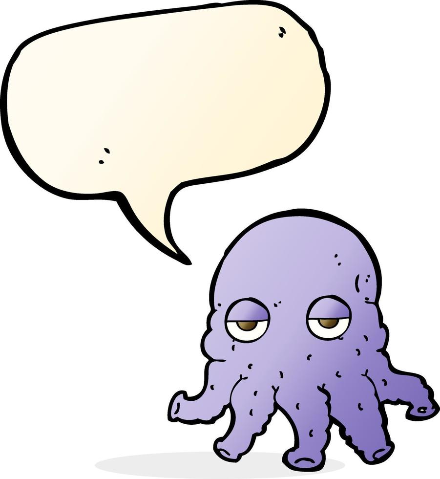 cartoon alien squid face with speech bubble vector