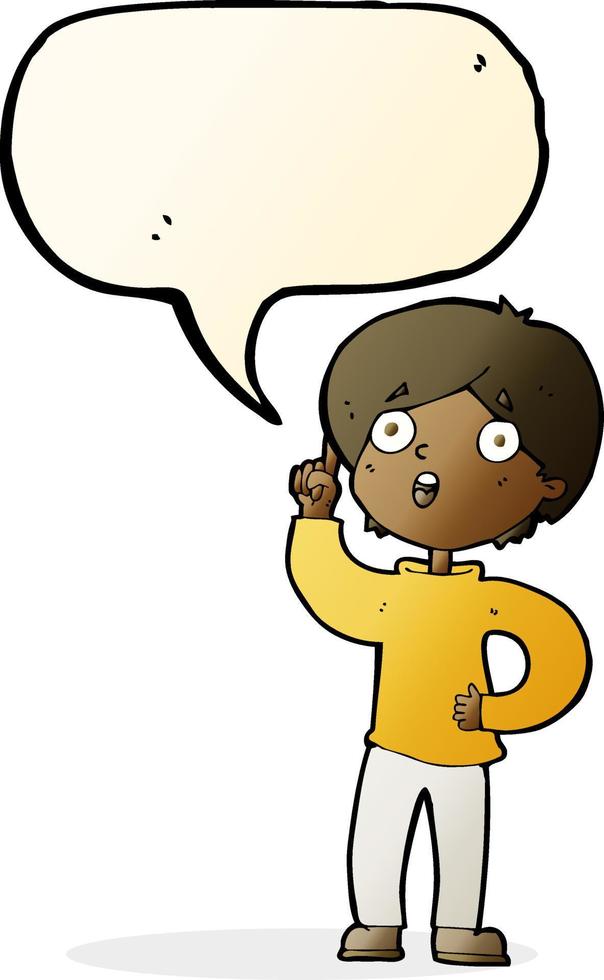 cartoon boy with idea with speech bubble vector