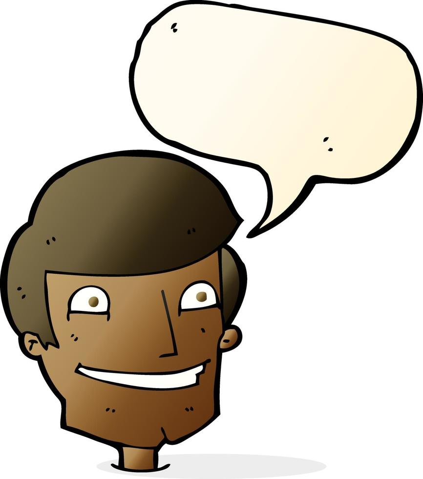 cartoon grinning man with speech bubble vector