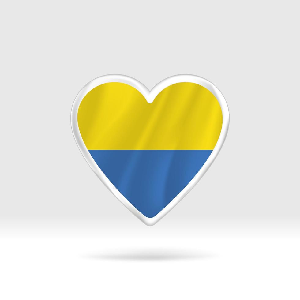 Heart from Ukraine flag. Silver button heart and flag template. Easy editing and vector in groups. National flag vector illustration on white background.