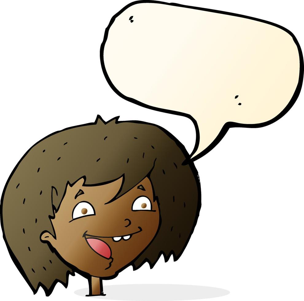 cartoon happy girl with speech bubble vector