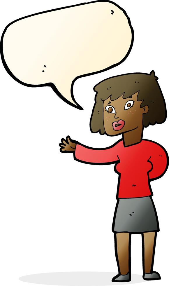cartoon woman explaining with speech bubble vector