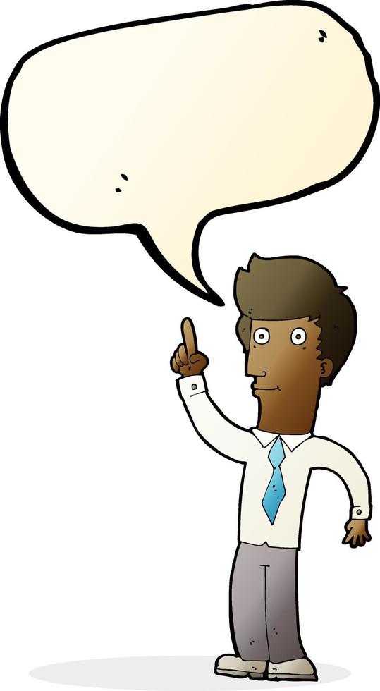 cartoon friendly man with idea with speech bubble vector