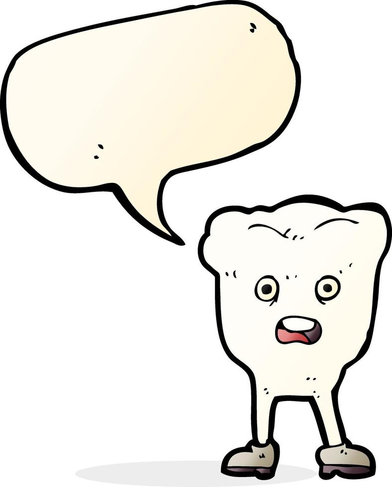 cartoon tooth looking afraid with speech bubble vector