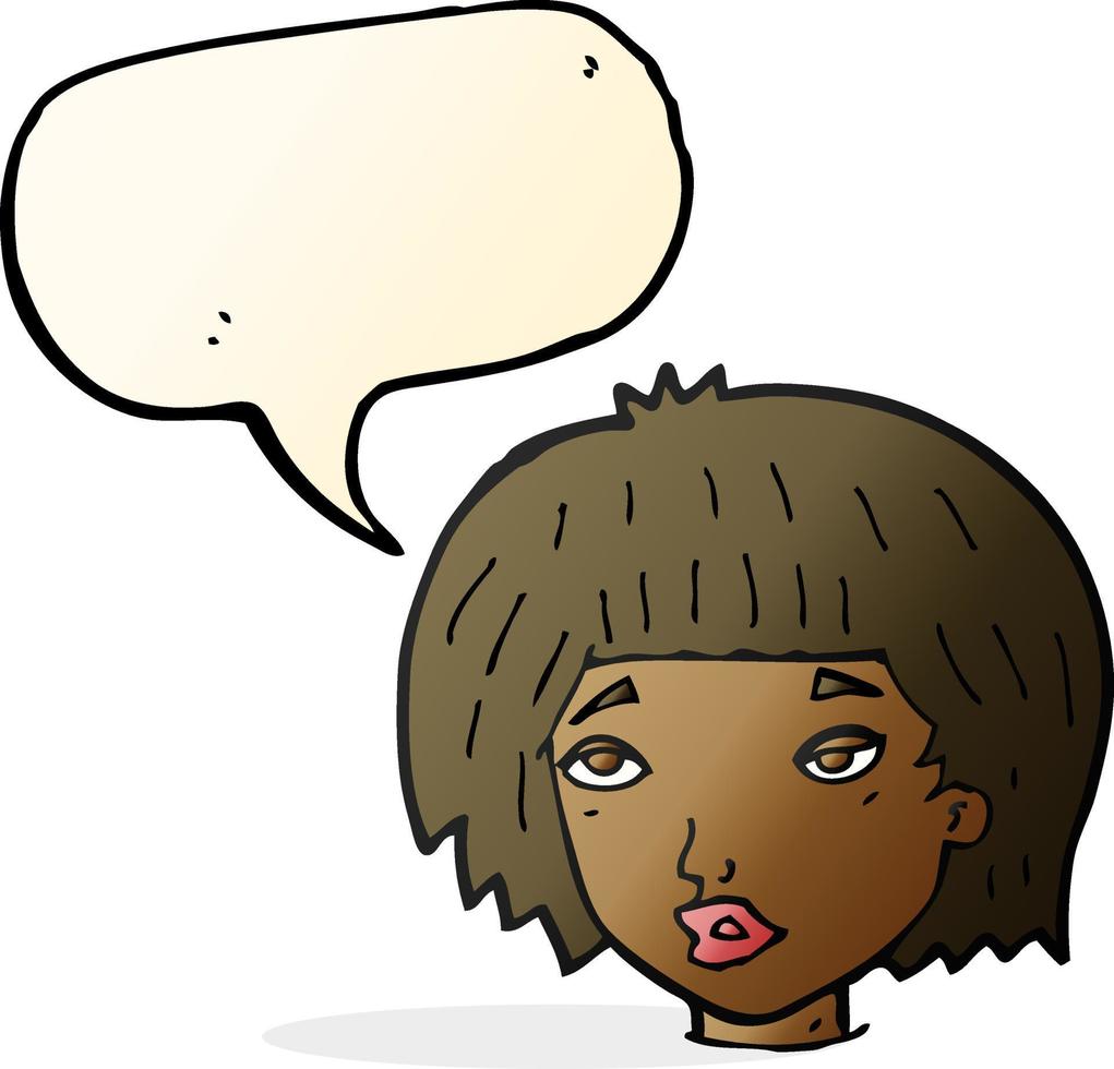 cartoon bored looking woman with speech bubble vector