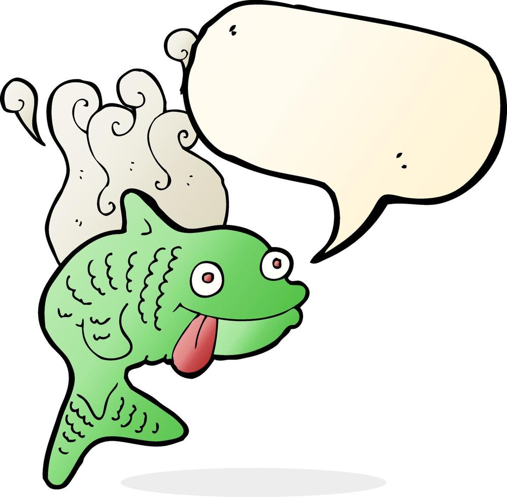 cartoon smelly fish with speech bubble vector
