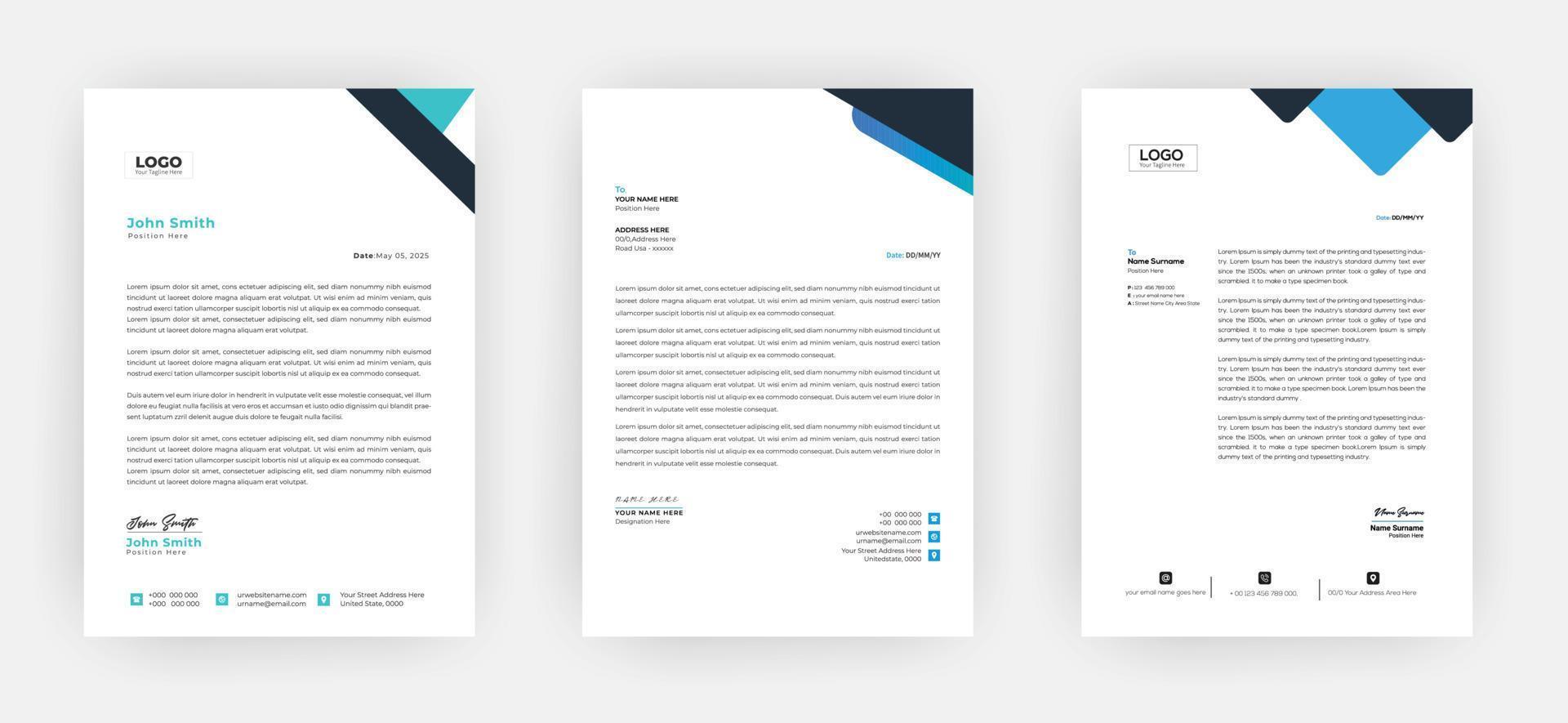 Creative letterhead   Elegant and minimalist style letterhead template design A4 sizes vector