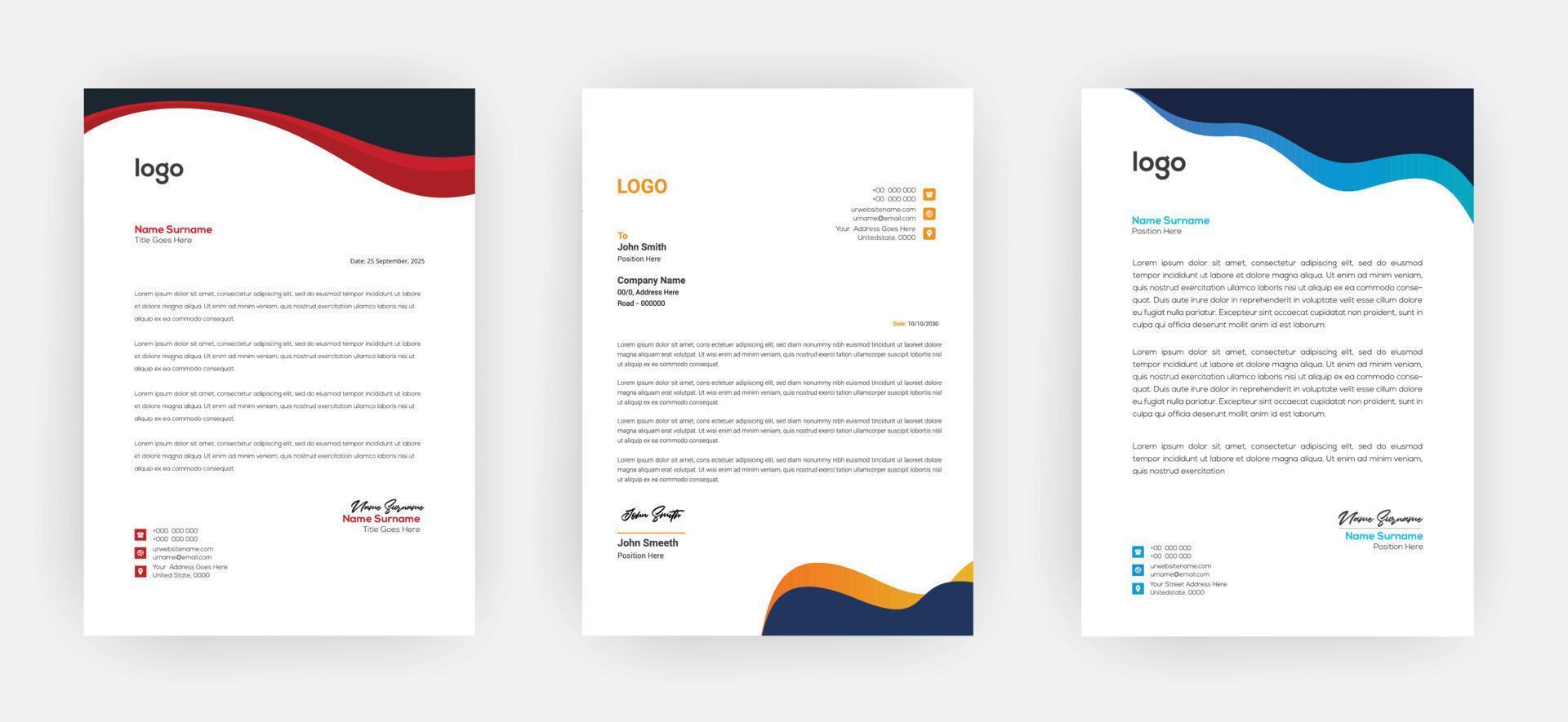 Creative letterhead   Elegant and minimalist style letterhead template design A4 sizes vector