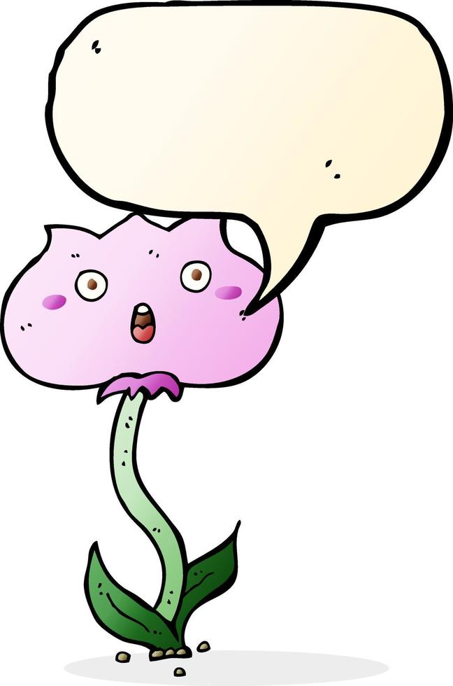 cartoon shocked flower with speech bubble vector