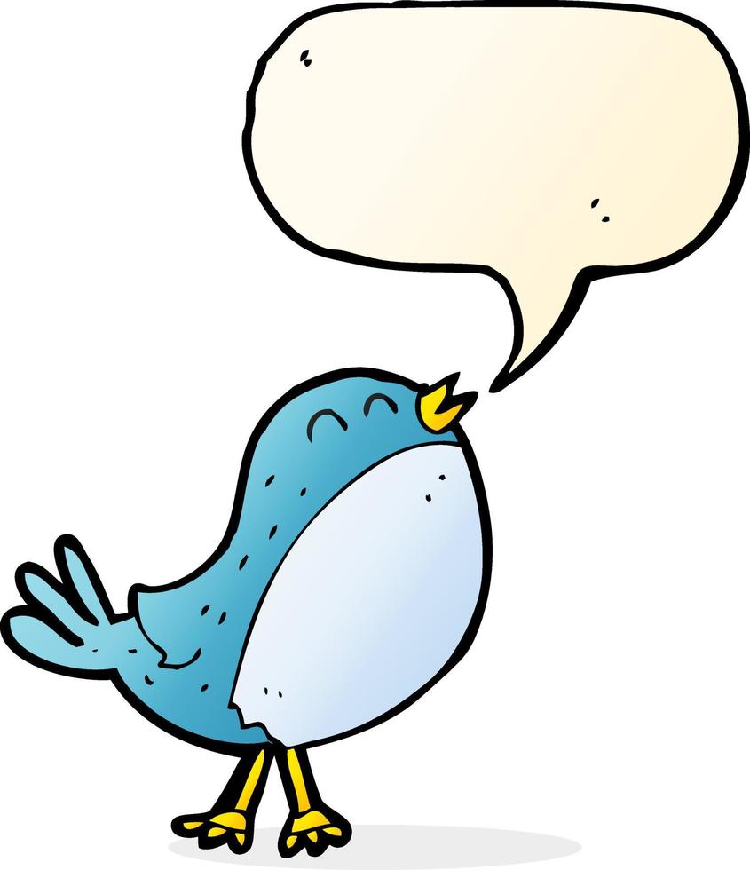 pájaro cantor de dibujos animados con burbujas de discurso vector
