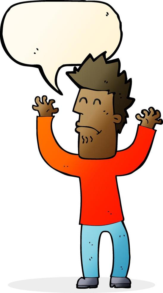 cartoon stressed man with speech bubble vector