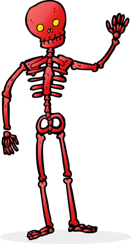 cartoon waving skeleton vector