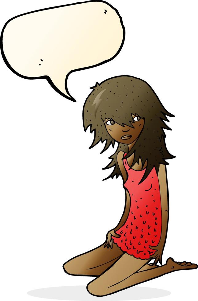 cartoon pretty girl with speech bubble vector