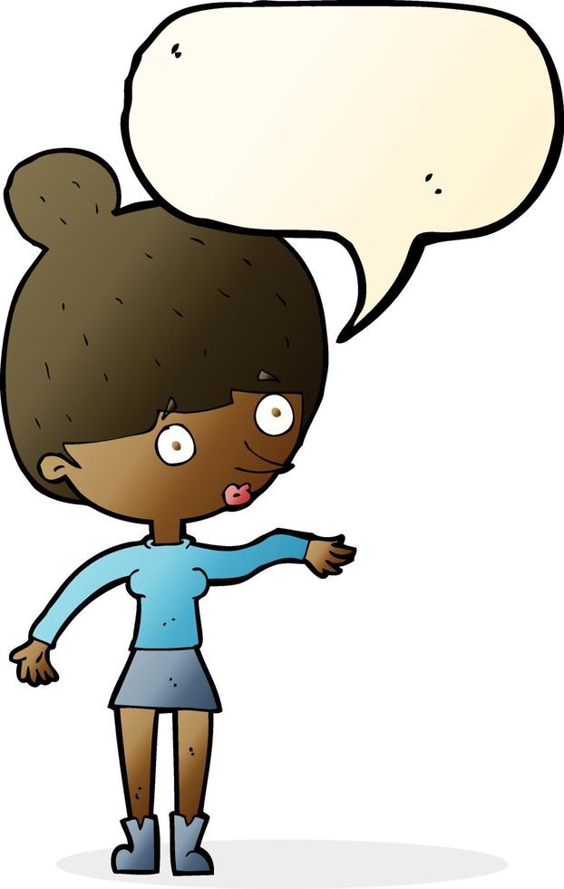 cartoon surprised woman with speech bubble vector