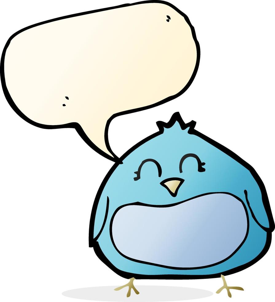 cartoon fat bird with speech bubble vector