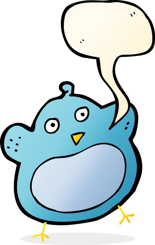 cartoon fat bird with speech bubble vector