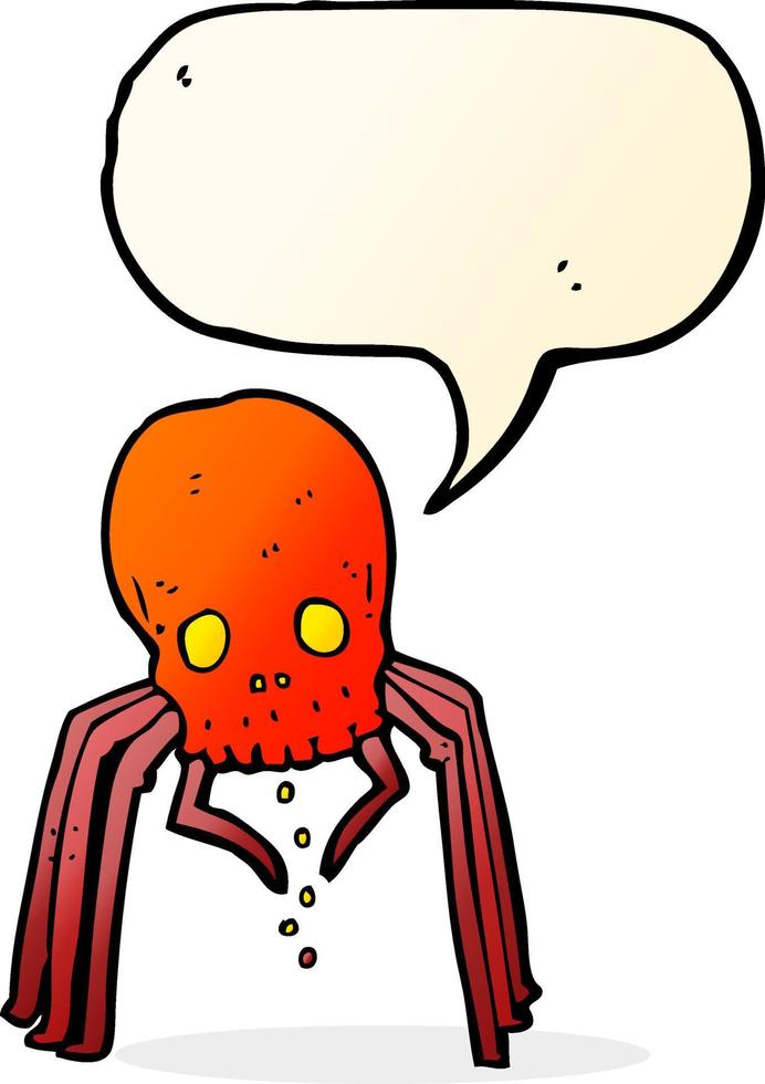 cartoon spooky skull spider with speech bubble vector