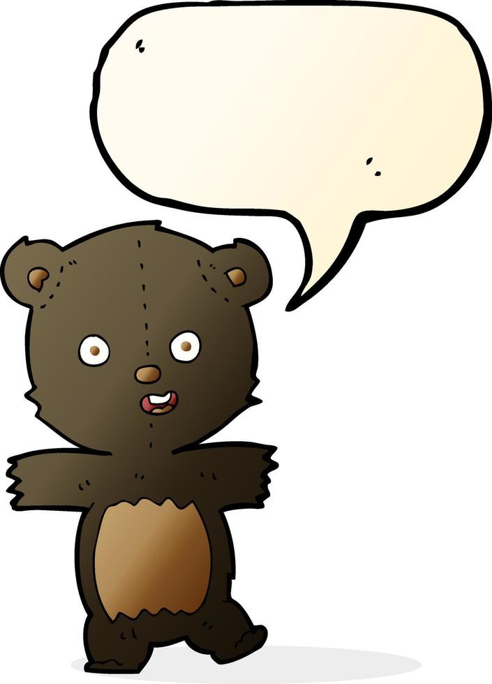 cartoon cute black bear cub with speech bubble vector