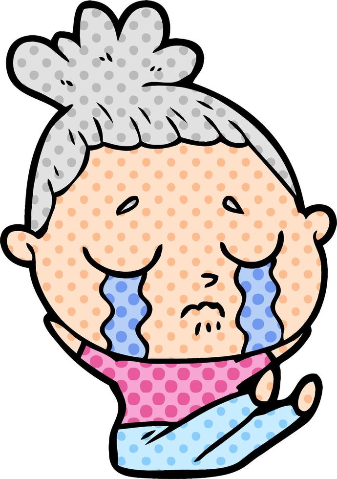 cartoon crying woman vector