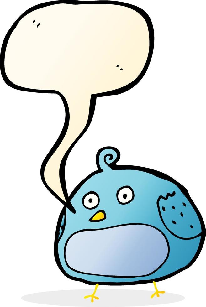 cartoon fat bird with speech bubble vector