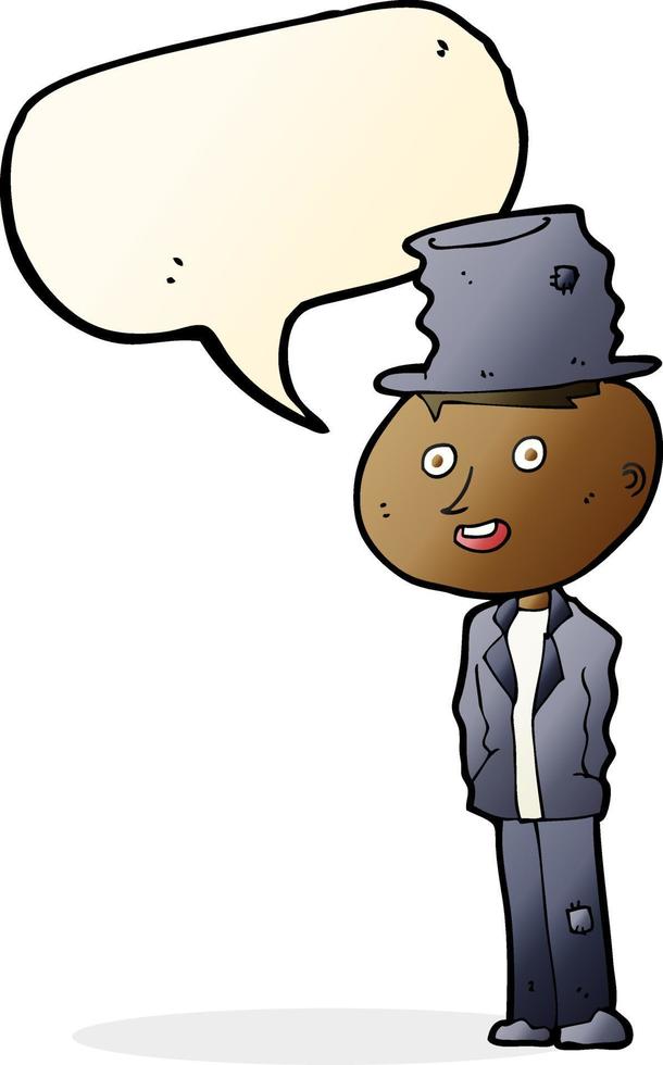 cartoon funny hobo man with speech bubble vector