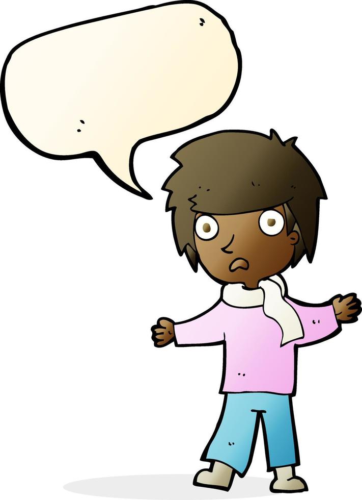 cartoon unhappy boy with speech bubble vector
