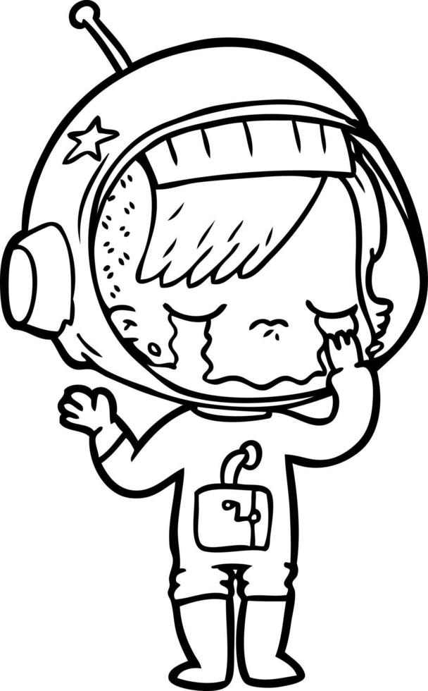 cartoon crying astronaut girl vector