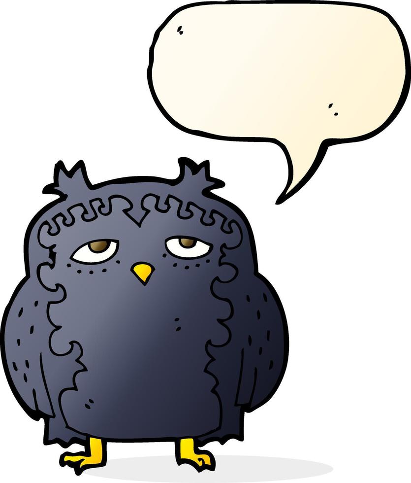 cartoon wise old owl with speech bubble vector