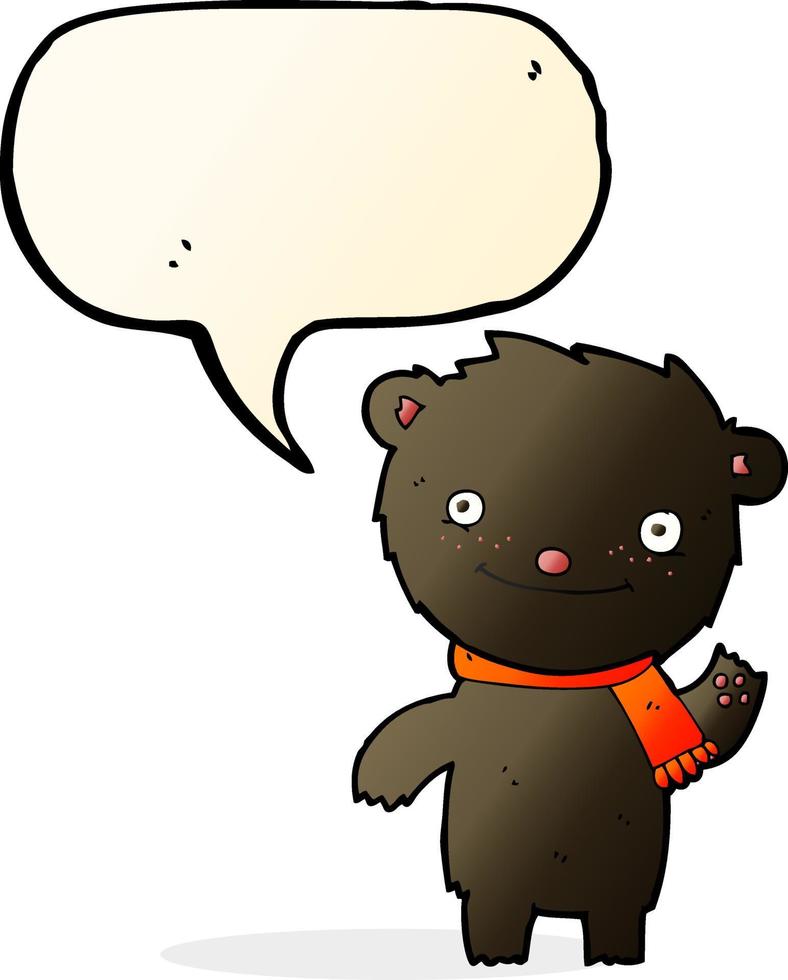 cartoon cute black bear with speech bubble vector