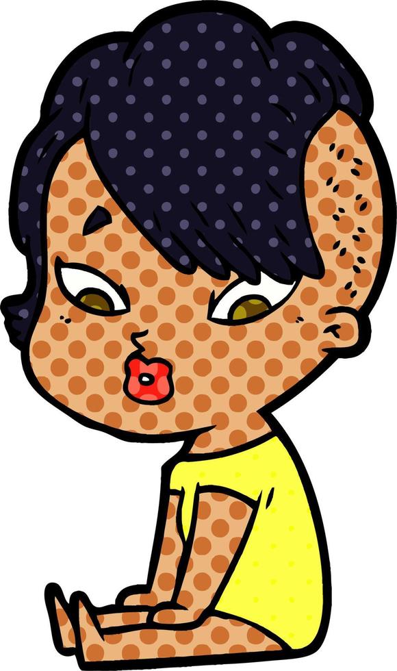 cartoon surprised girl vector