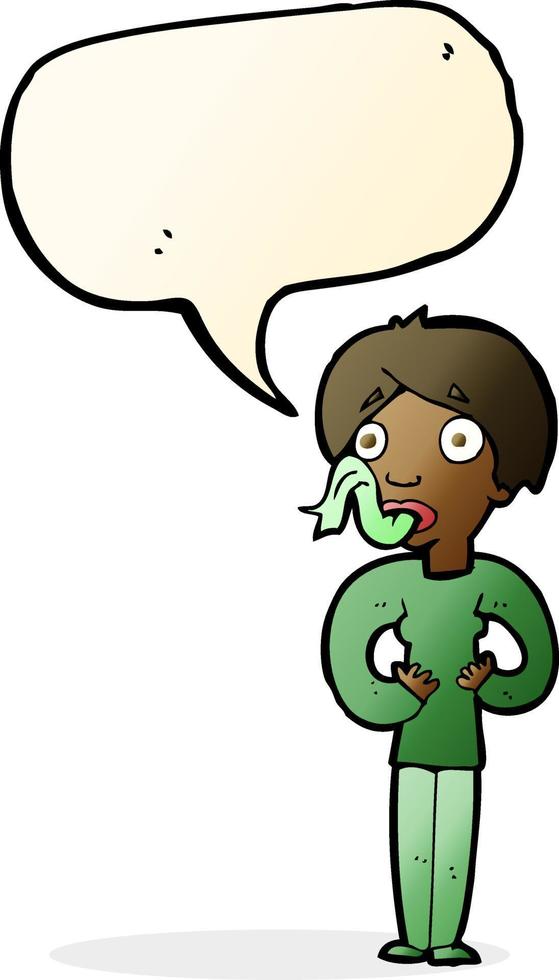 mujer de dibujos animados sacando la lengua con burbujas de discurso vector
