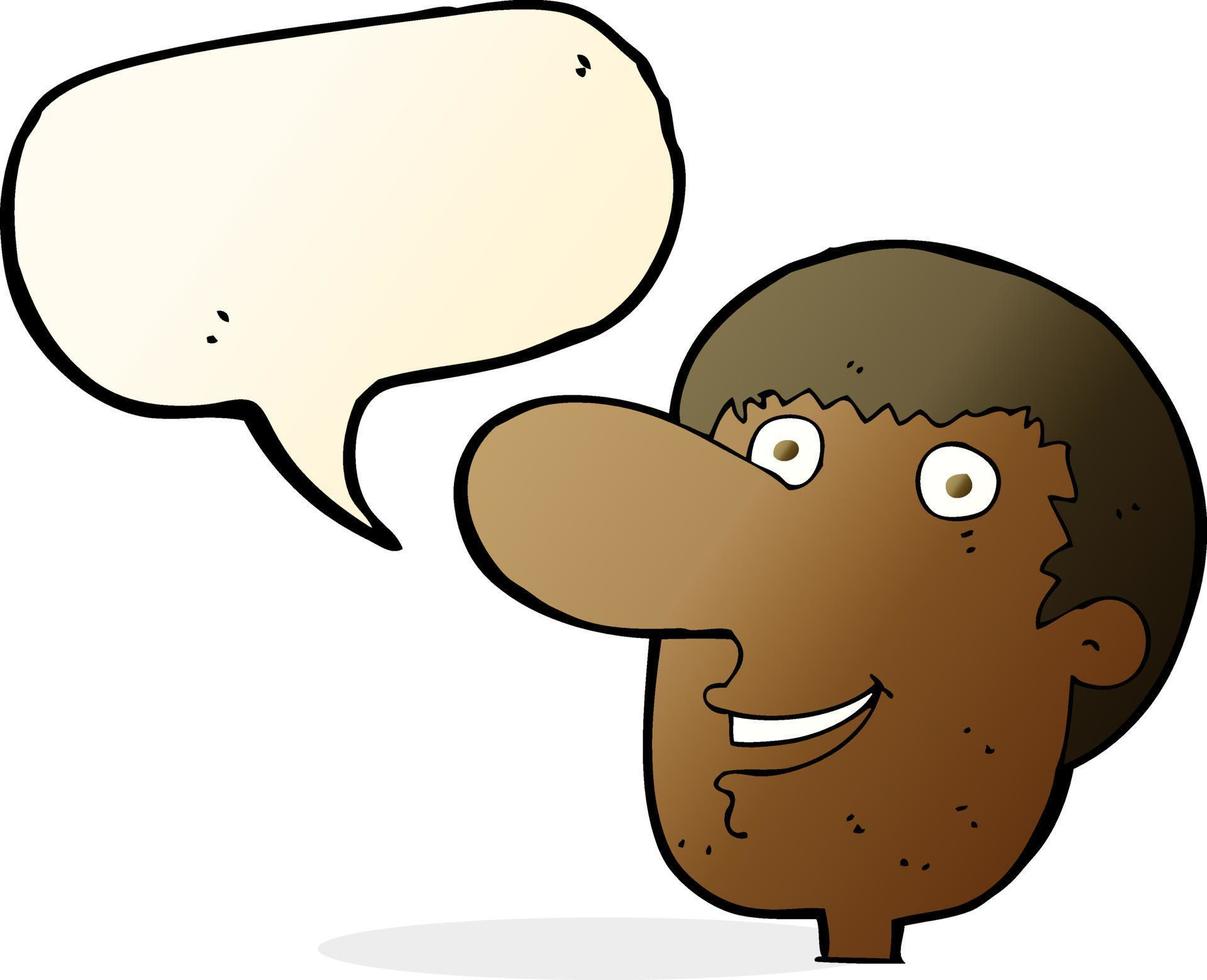 cartoon happy male face with speech bubble vector