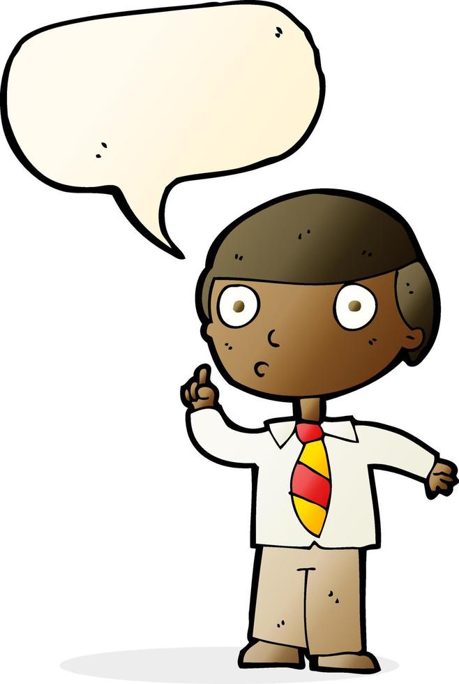 cartoon school boy with speech bubble vector