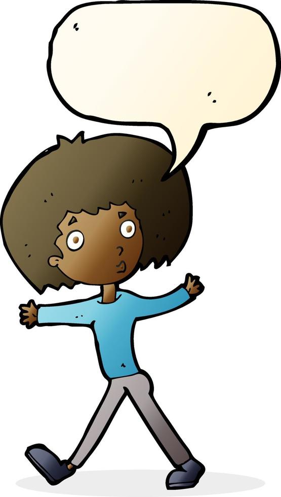 cartoon surprised man walking with speech bubble vector
